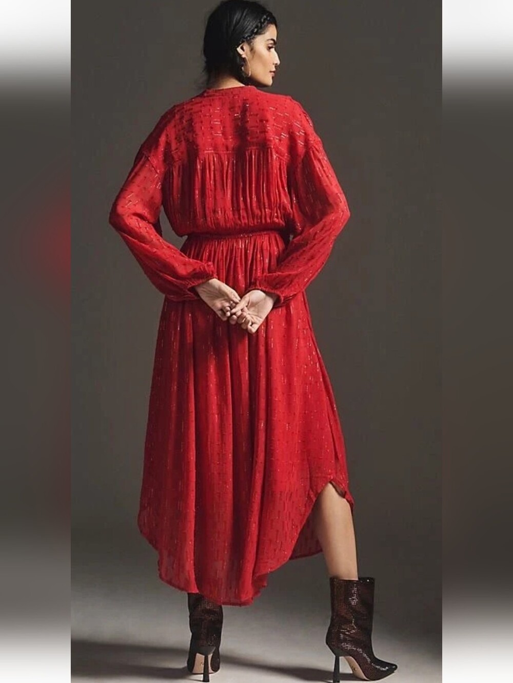 Anthropologie Allene Shimmer Maxi Dress With Pockets Size S - Picture 2 of 14